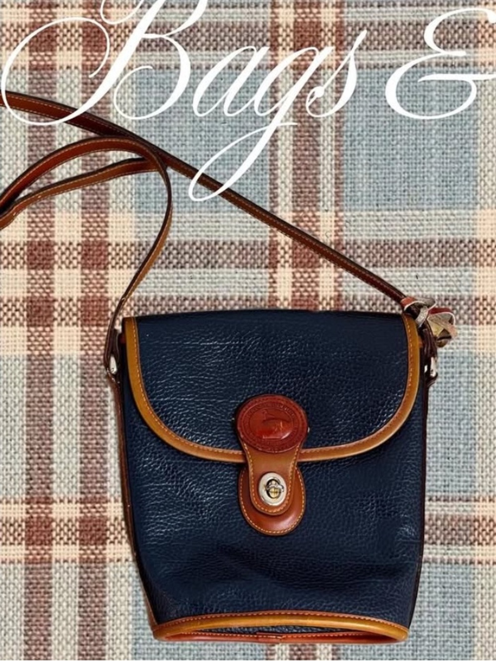 Dooney & Bourke Leather Crossbody Bag in Navy and Brown